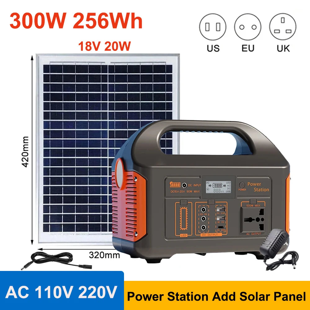 Booked Builders 460Wh Portable Power Station – LiFePO4 Solar Generator with Dual 110V/220V Output & LED Light for Camping, RV, and Home Backup