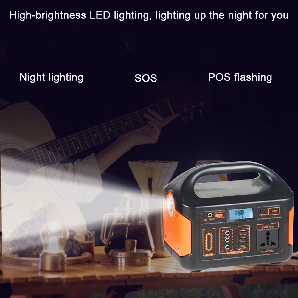 Booked Builders 460Wh Portable Power Station – LiFePO4 Solar Generator with Dual 110V/220V Output & LED Light for Camping, RV, and Home Backup