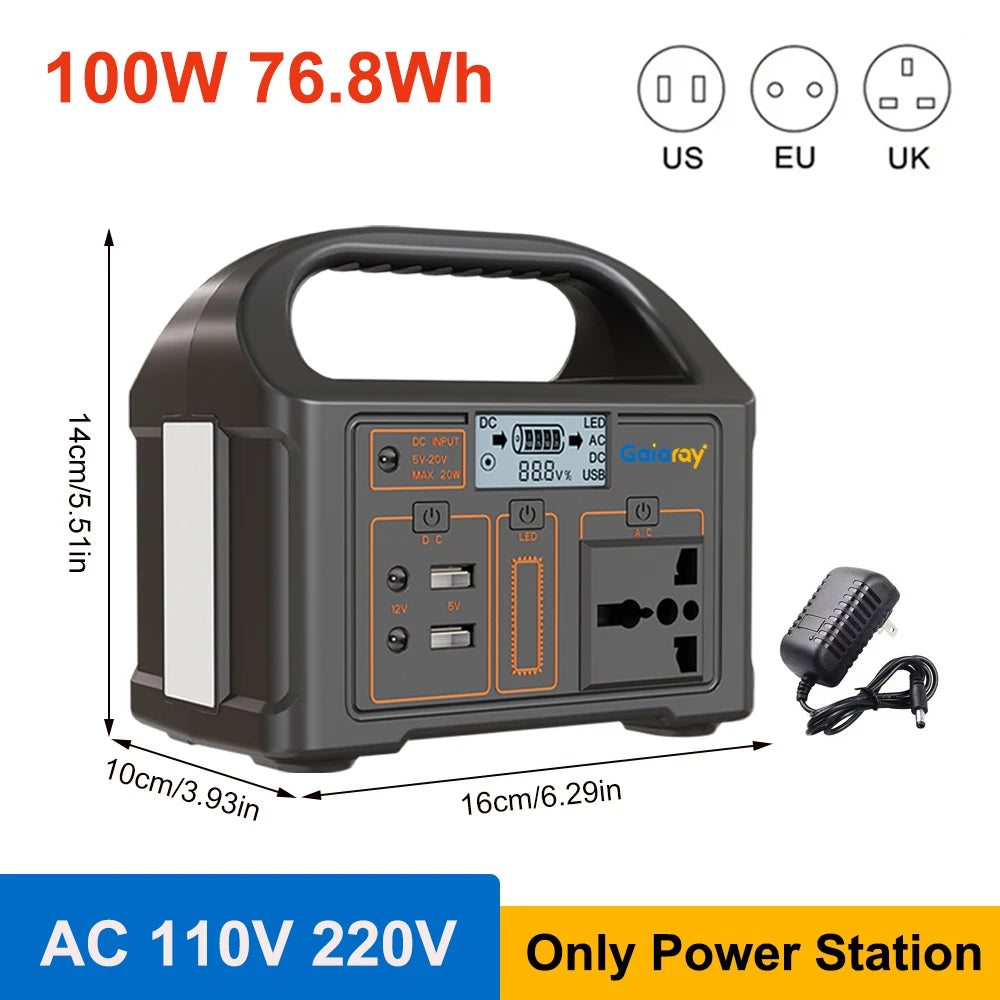 Booked Builders 460Wh Portable Power Station – LiFePO4 Solar Generator with Dual 110V/220V Output & LED Light for Camping, RV, and Home Backup