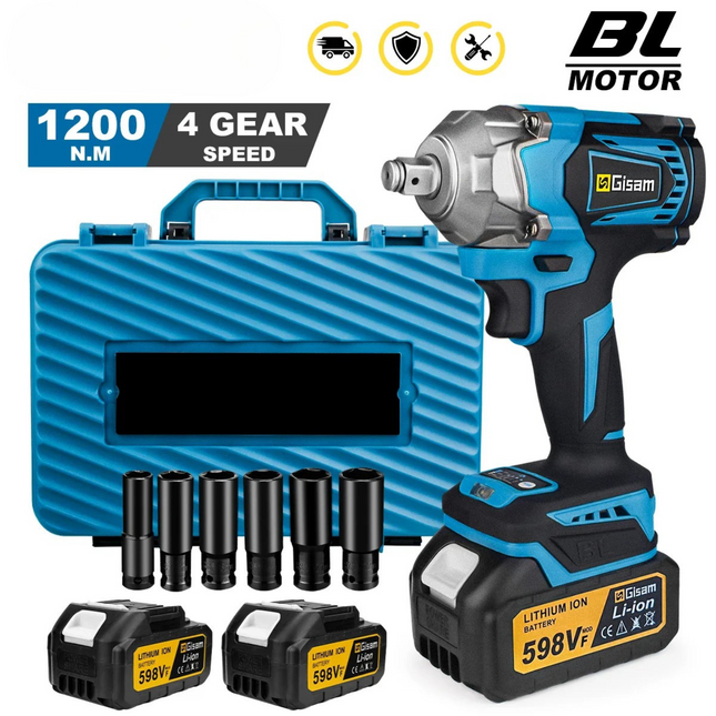 PowerTorque Cordless Impact Wrench™ – High-Torque 1/2" Electric Driver with Rechargeable Battery for Automotive & Heavy-Duty Use