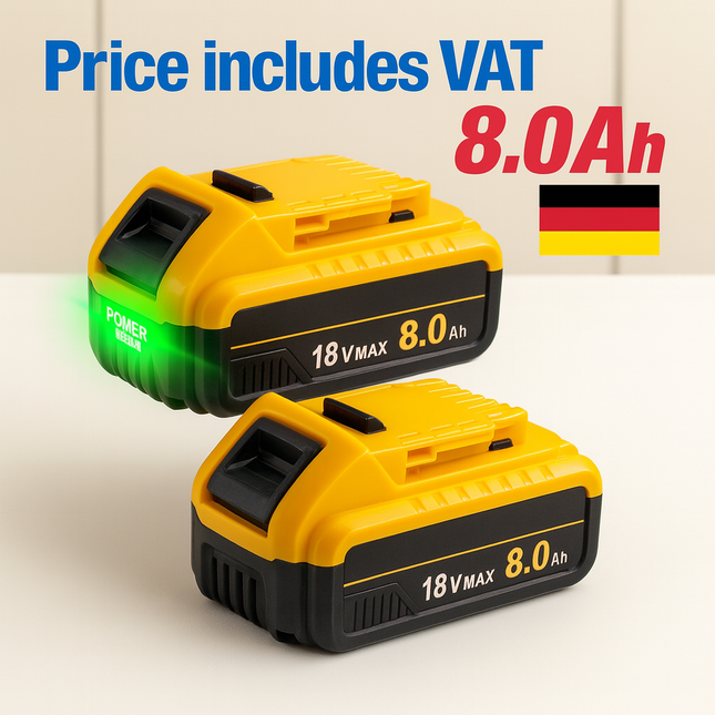 PowerMax 20V MAX 8000mAh Battery Pack (2-Pack) – Compatible with Dewalt Tools
