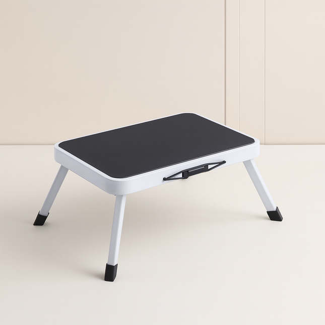 Folding Step Stool Ladder Heavy-Duty Steel, Non-Slip, Portable Design