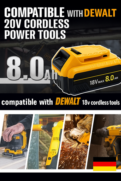x4 PowerMax 8000mAh Battery™ – 20V MAX Dewalt-Compatible Lithium-Ion Batteries (4-Pack High-Capacity Upgrade)