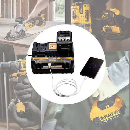 RapidCharge Dual Port Charger™ – Fast Smart Charging Dock for 18V/20V Lithium-Ion Batteries (Makita/Dewalt Compatible)