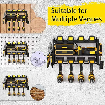 Wall-Mounted Tool Organizer Rack Heavy Duty Drill & Power Tool Storage