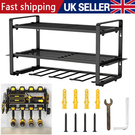 Wall-Mounted Tool Organizer Rack Heavy Duty Drill & Power Tool Storage