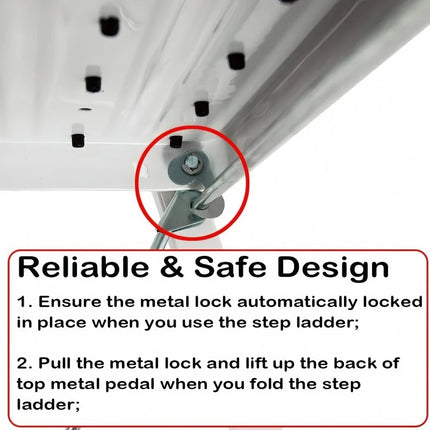 Folding Step Stool Ladder Heavy-Duty Steel, Non-Slip, Portable Design