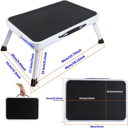 Folding Step Stool Ladder Heavy-Duty Steel, Non-Slip, Portable Design