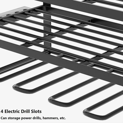 Wall-Mounted Tool Organizer Rack Heavy Duty Drill & Power Tool Storage