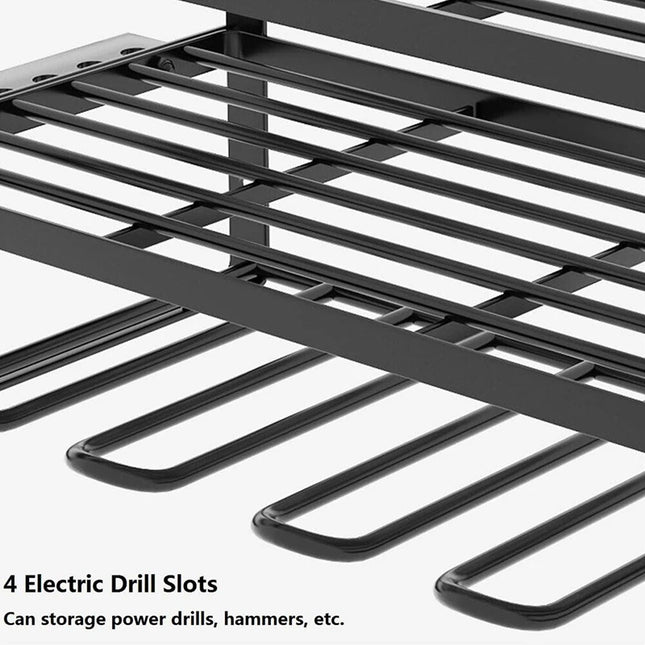 Wall-Mounted Tool Organizer Rack Heavy Duty Drill & Power Tool Storage