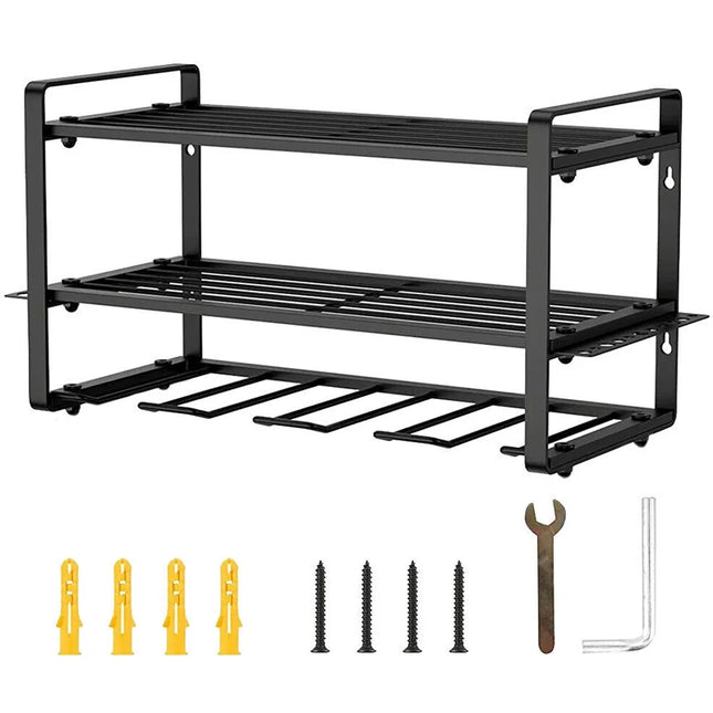 Wall-Mounted Tool Organizer Rack Heavy Duty Drill & Power Tool Storage