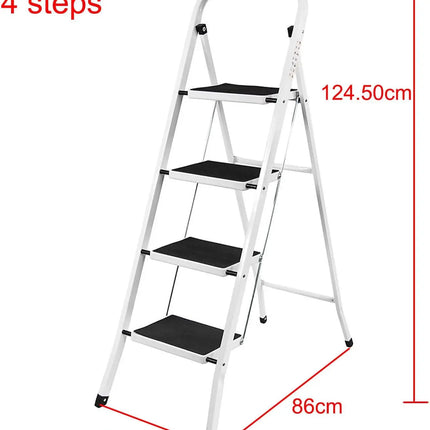 Folding Step Stool Ladder Heavy-Duty Steel, Non-Slip, Portable Design