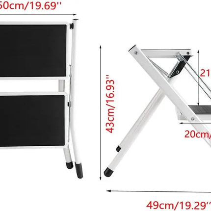 Folding Step Stool Ladder Heavy-Duty Steel, Non-Slip, Portable Design