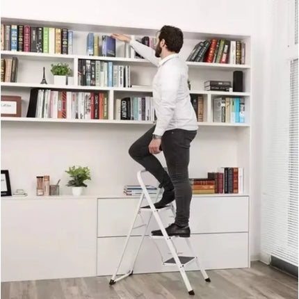 Folding Step Stool Ladder Heavy-Duty Steel, Non-Slip, Portable Design