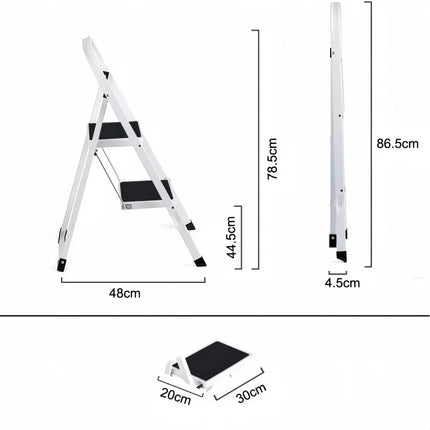 Folding Step Stool Ladder Heavy-Duty Steel, Non-Slip, Portable Design