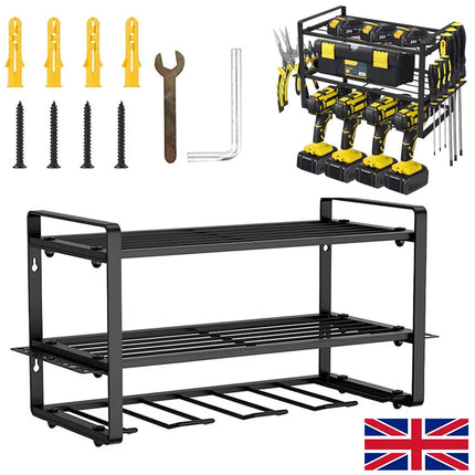Wall-Mounted Tool Organizer Rack Heavy Duty Drill & Power Tool Storage