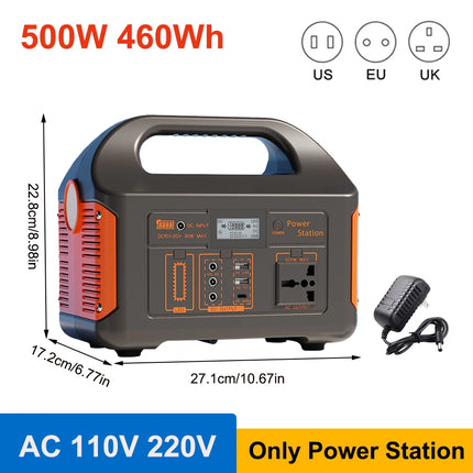 Booked Builders 460Wh Portable Power Station – LiFePO4 Solar Generator with Dual 110V/220V Output & LED Light for Camping, RV, and Home Backup