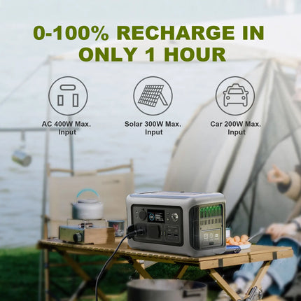 Booked Builders R600 Portable Powerstation – 600W 299Wh LiFePO4 Solar Generator for Home Backup, Camping & RV