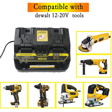 RapidCharge Dual Port Charger™ – Fast Smart Charging Dock for 18V/20V Lithium-Ion Batteries (Makita/Dewalt Compatible)