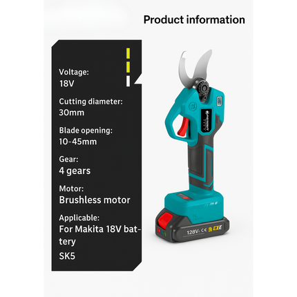 Premium Electric Pruning Shears™ – Cordless Rechargeable Branch Cutter for Garden, Orchard & Vineyard Use