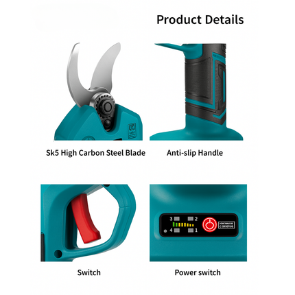 Premium Electric Pruning Shears™ – Cordless Rechargeable Branch Cutter for Garden, Orchard & Vineyard Use